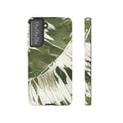 Island Breeze Tough Samsung Galaxy Case Samsung Galaxy S21 FE Matte - Hawaiian Palm Leaf Olive Green Botanical Design - The Local Banyan