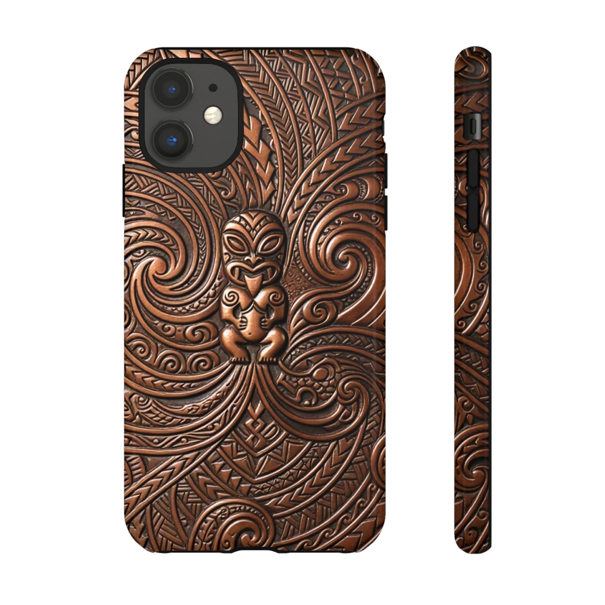Paa Guardian Tough iPhone Case iPhone 11 Glossy - Hawaiian Copper Carved Tiki Polynesian Design - The Local Banyan