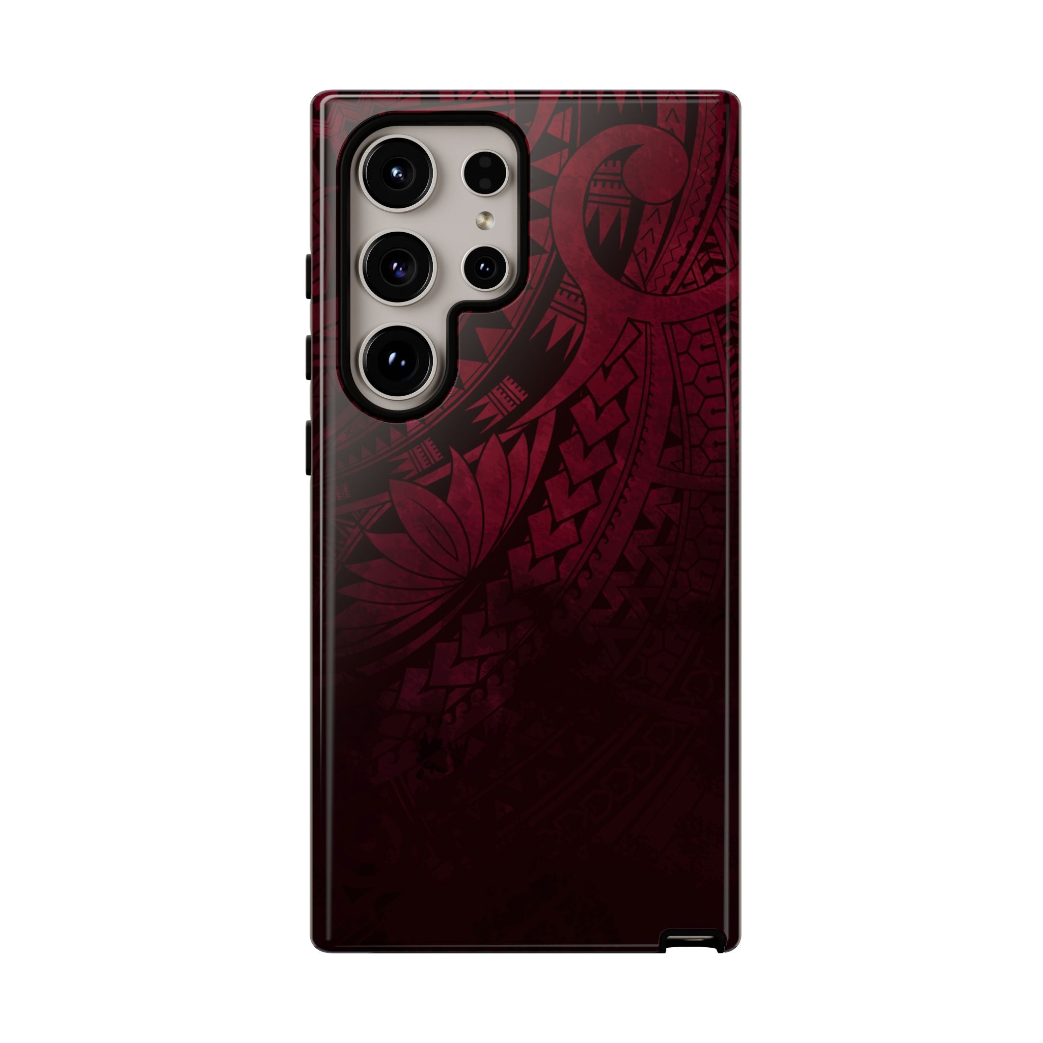 Eternal Ember Tough Samsung Galaxy Case Detail View - Hawaiian Red Tribal Polynesian Design Close Up - The Local Banyan