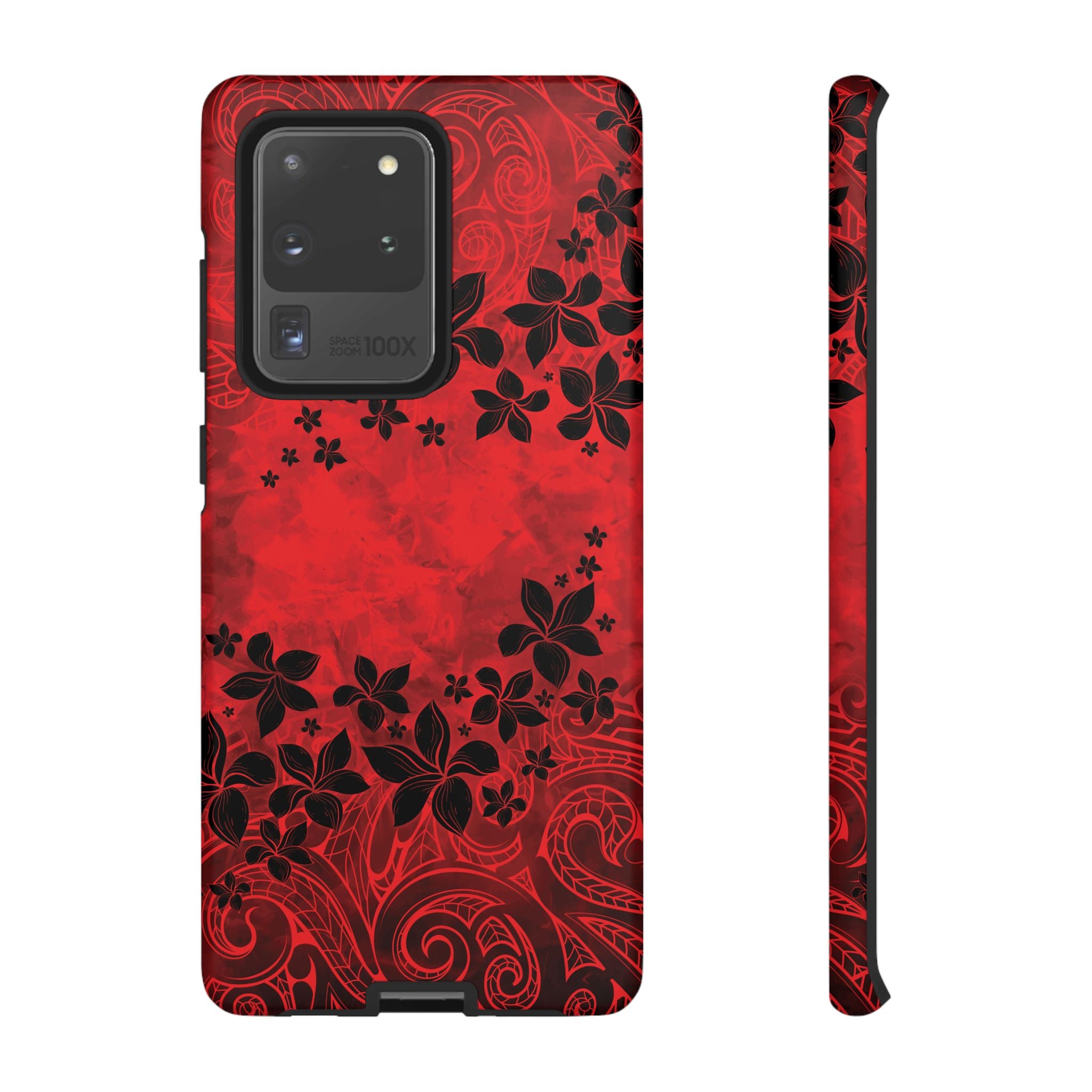 Keahi Pua Tough Samsung Galaxy Case Samsung Galaxy S20 Ultra Matte - Hawaiian Fire Flower Red Tribal Floral Design - The Local Banyan