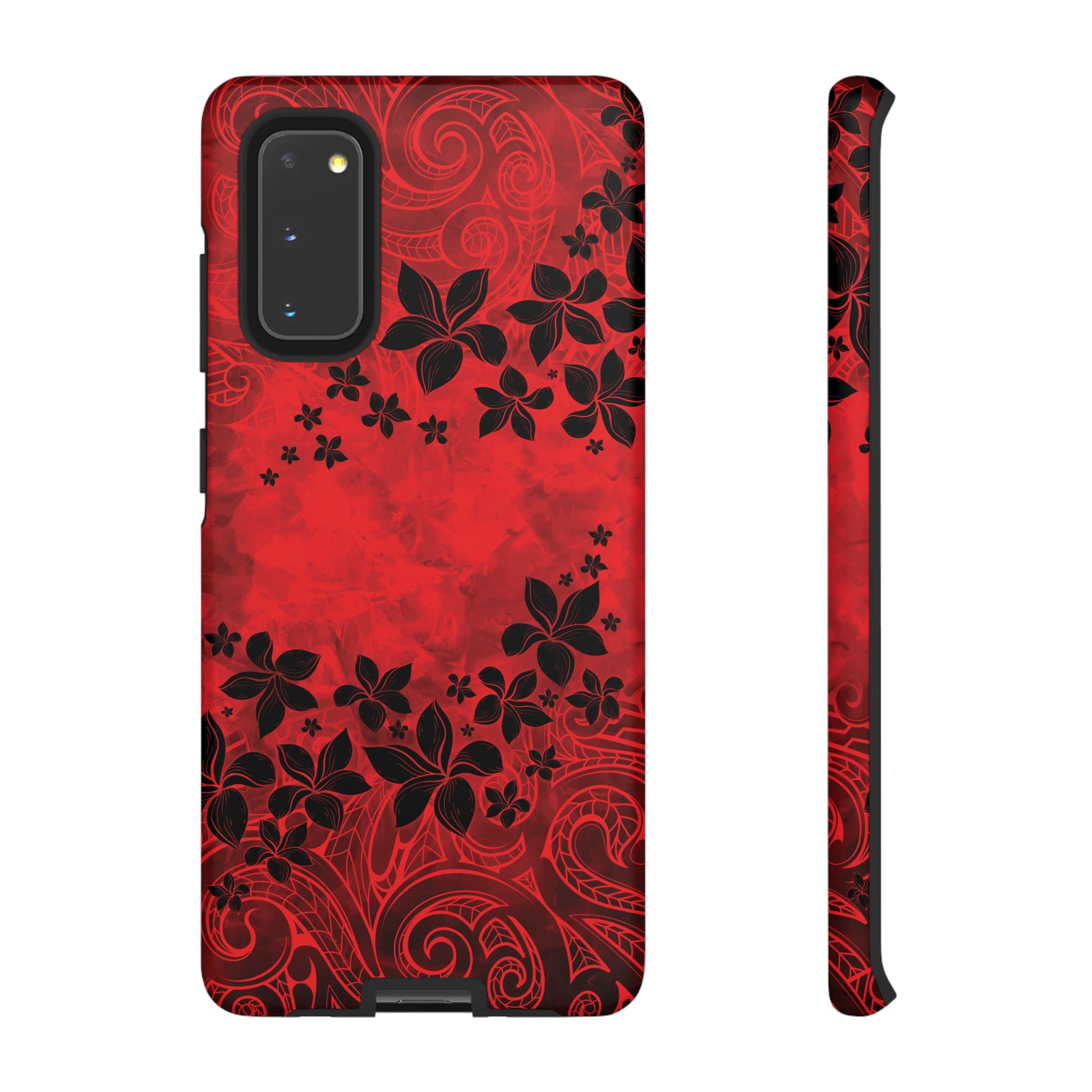 Keahi Pua Tough Samsung Galaxy Case Samsung Galaxy S20 Matte - Hawaiian Fire Flower Red Tribal Floral Design - The Local Banyan