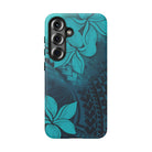 Moana Bloom Tough Samsung Galaxy Case Detail View - Hawaiian Teal Plumeria Ocean Tribal Design Close Up - The Local Banyan