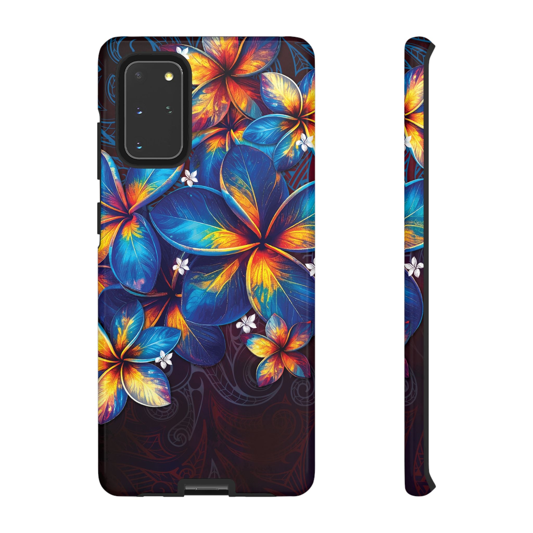 Nohea Twilight Tough Samsung Galaxy Case Samsung Galaxy S20+ Glossy - Hawaiian Blue Orange Plumeria Twilight Design - The Local Banyan