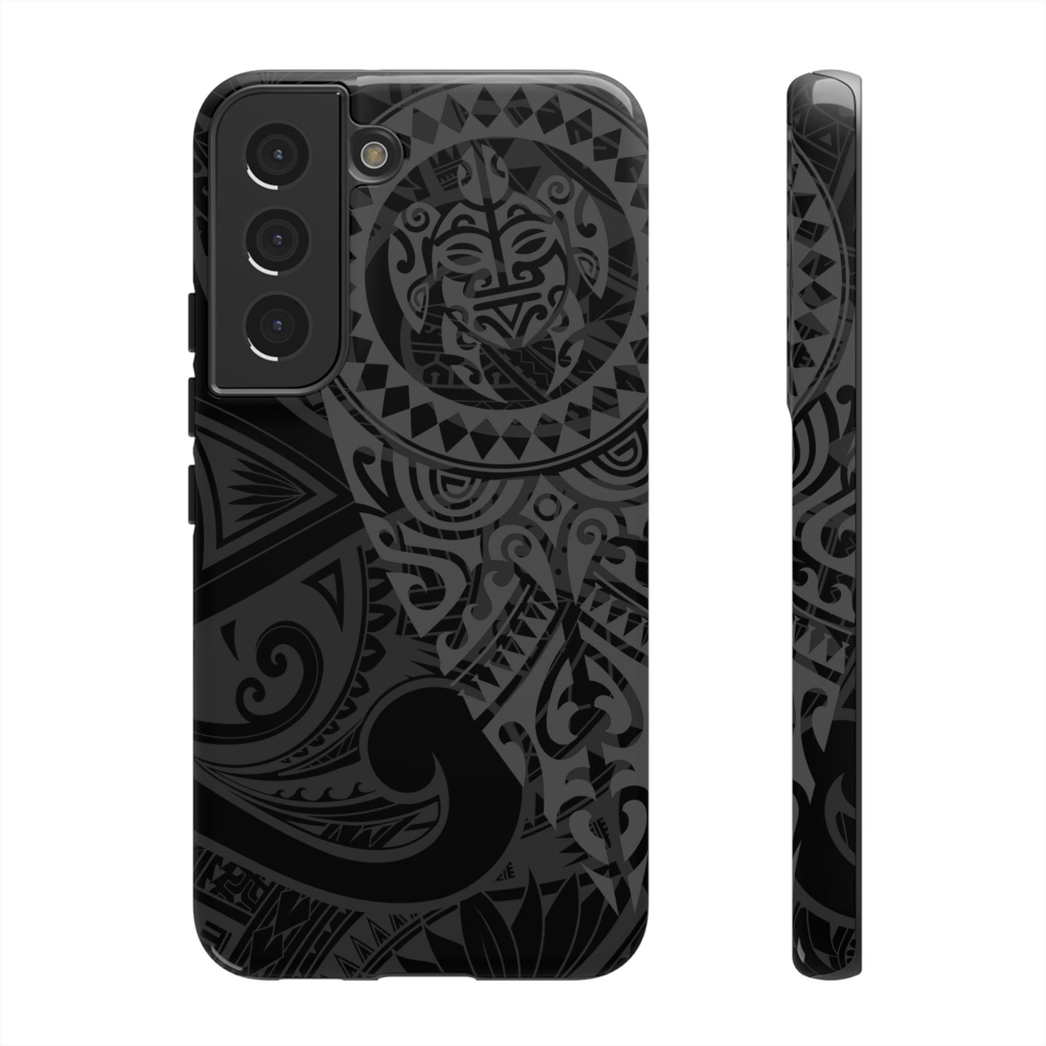 Tribal Guardian Tough Samsung Galaxy Case Samsung Galaxy S22 Glossy - Hawaiian Black on Black Polynesian Tribal Design - The Local Banyan