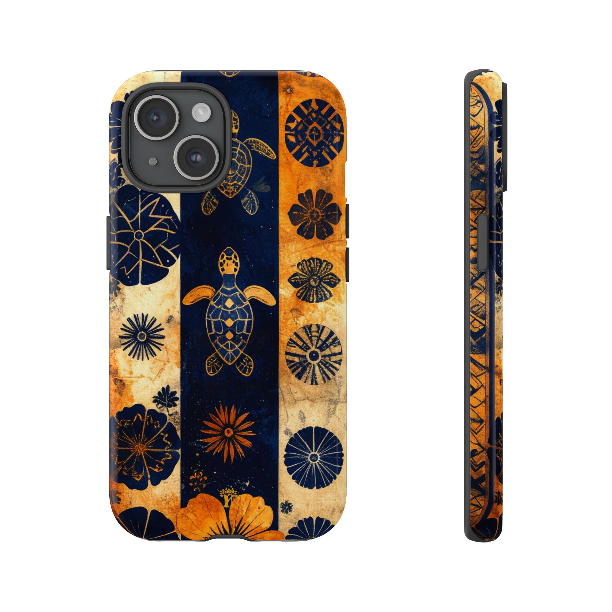 Tapa Pua Lehua Honu Tough Case for iPhone iPhone 15 Glossy The Local Banyan