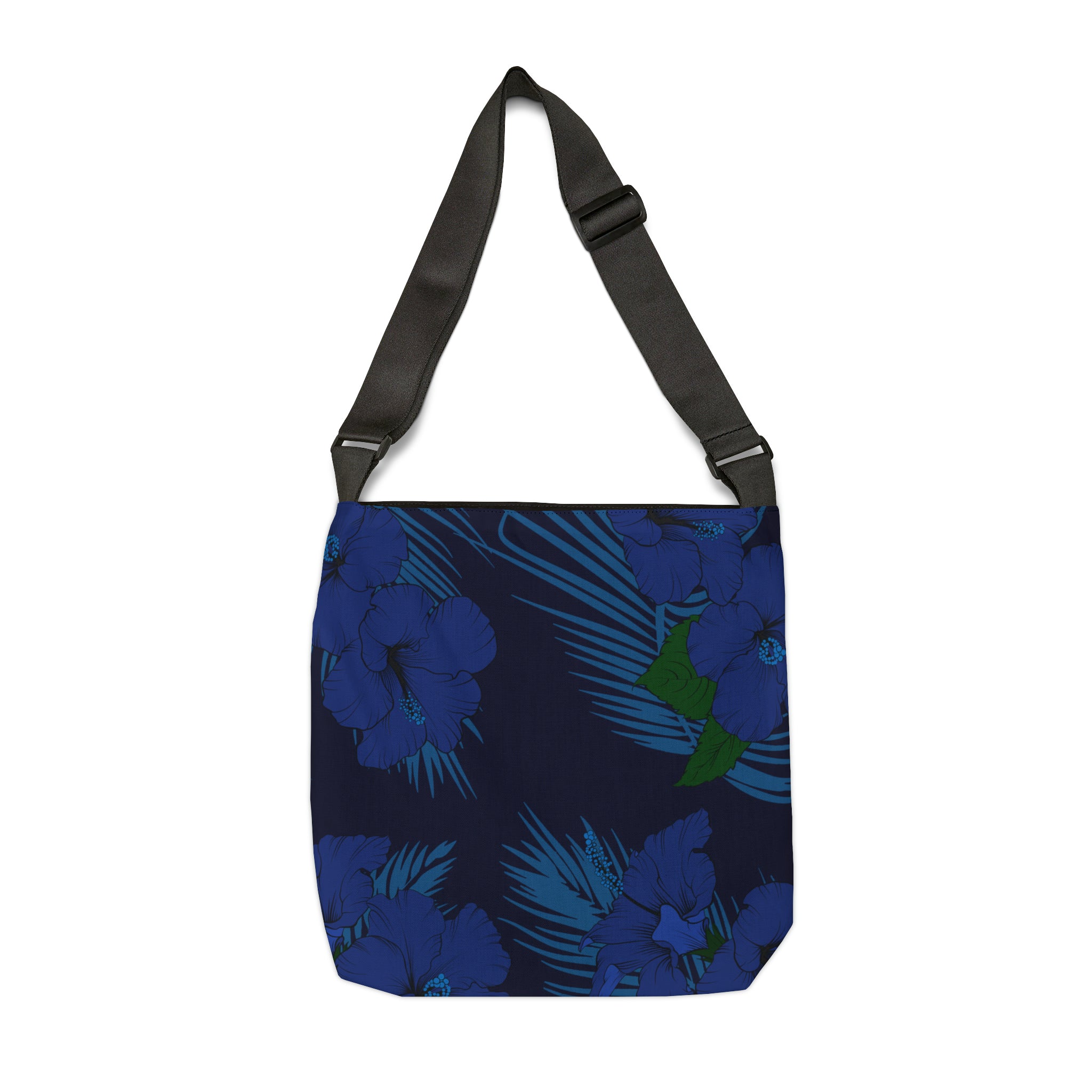 Deep Blue Hibiscus Tote Bag with Adjustable Strap Totes