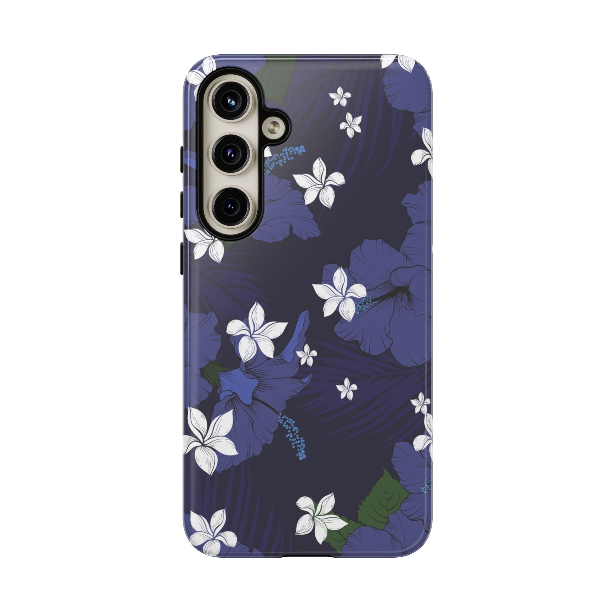 Vintage Blue Tough Samsung Galaxy Case Side View - Dual Layer Drop Protection Hawaiian Phone Case - The Local Banyan