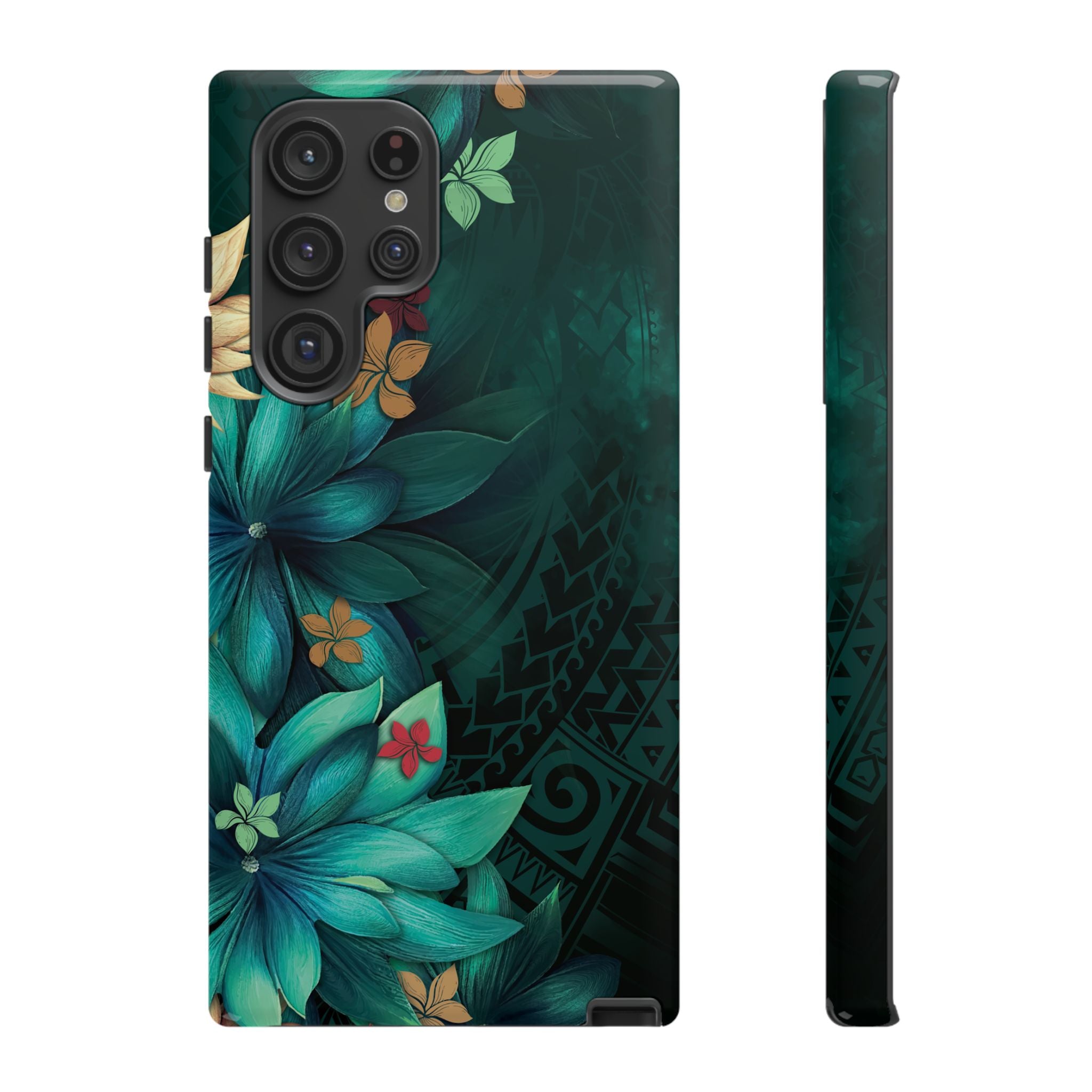 Aloha Whispers Tough Samsung Galaxy Case Side View - Dual Layer Drop Protection Hawaiian Phone Case - The Local Banyan