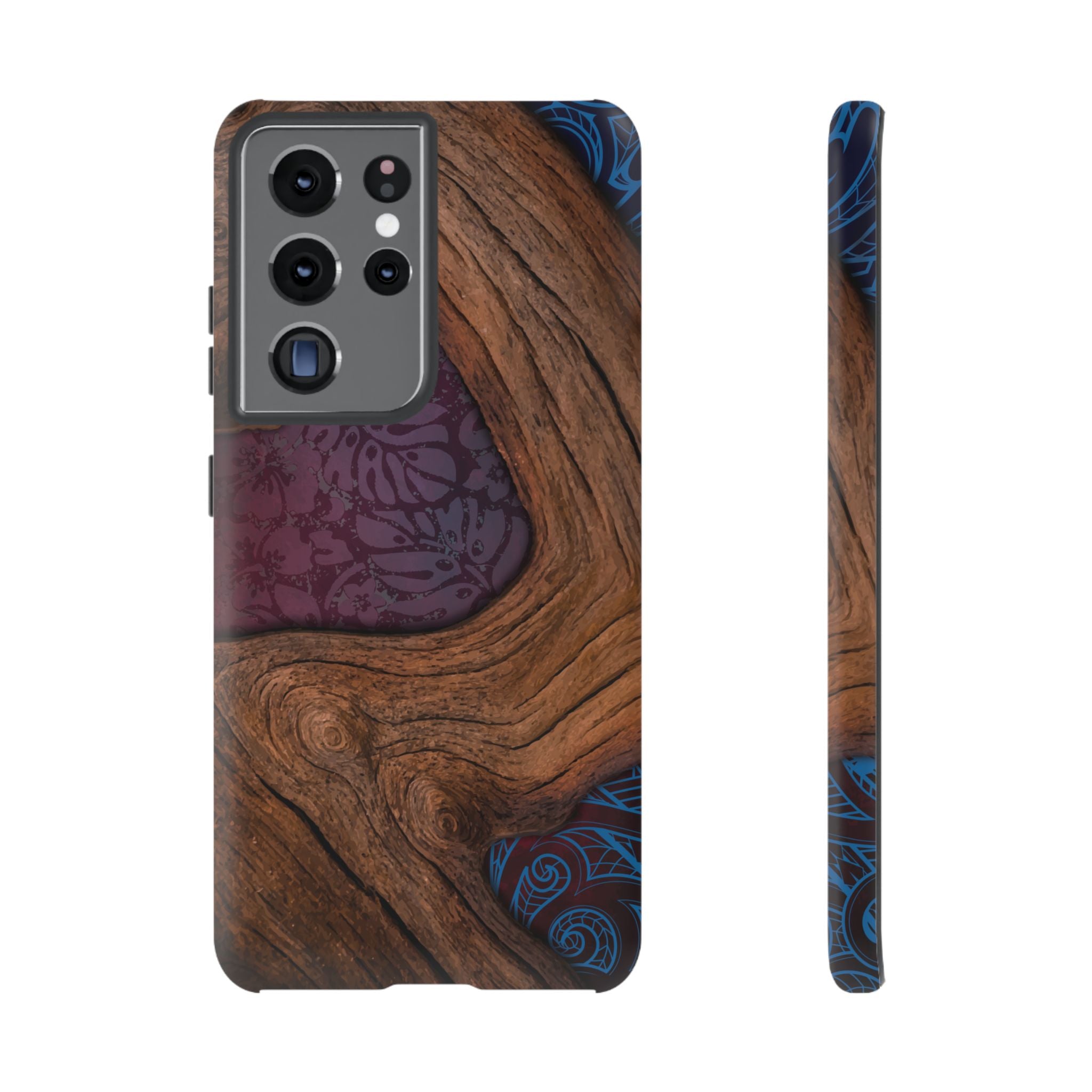 Rooted Tough Samsung Galaxy Case Samsung Galaxy S21 Ultra Matte - Hawaiian Koa Wood Island Strength Tribal Design - The Local Banyan