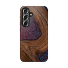 Woman holding Rooted Tough Samsung Galaxy Case - Hawaiian Koa Wood Island Strength Tribal Design - The Local Banyan