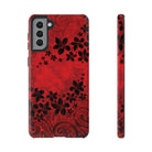 Keahi Pua Tough Samsung Galaxy Case Samsung Galaxy S21 Plus Glossy - Hawaiian Fire Flower Red Tribal Floral Design - The Local Banyan