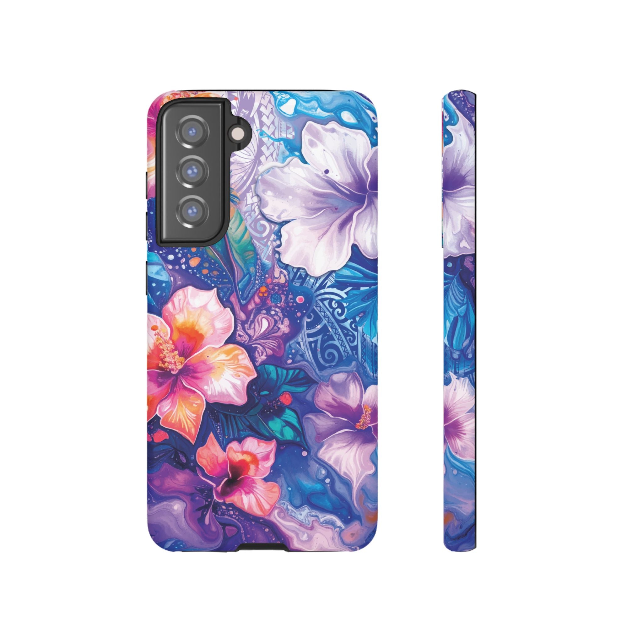 Aloha Wai Tough Samsung Galaxy Case Samsung Galaxy S21 FE Matte - Hawaiian Aloha Tropical Floral Design - The Local Banyan