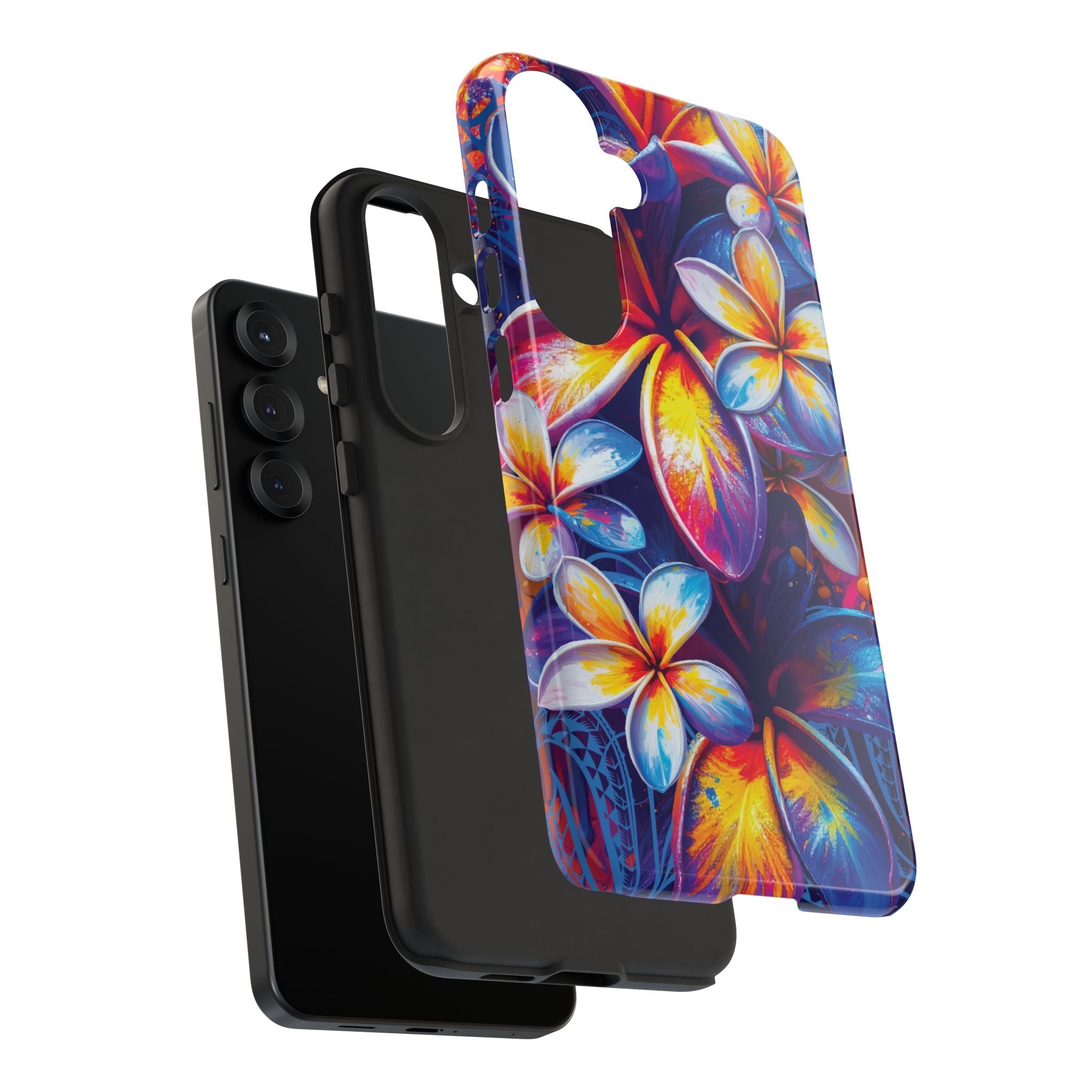 Sunset Ink Tough Samsung Galaxy Case Detail View - Hawaiian Plumeria Street Art Graffiti Tropical Design Close Up - The Local Banyan
