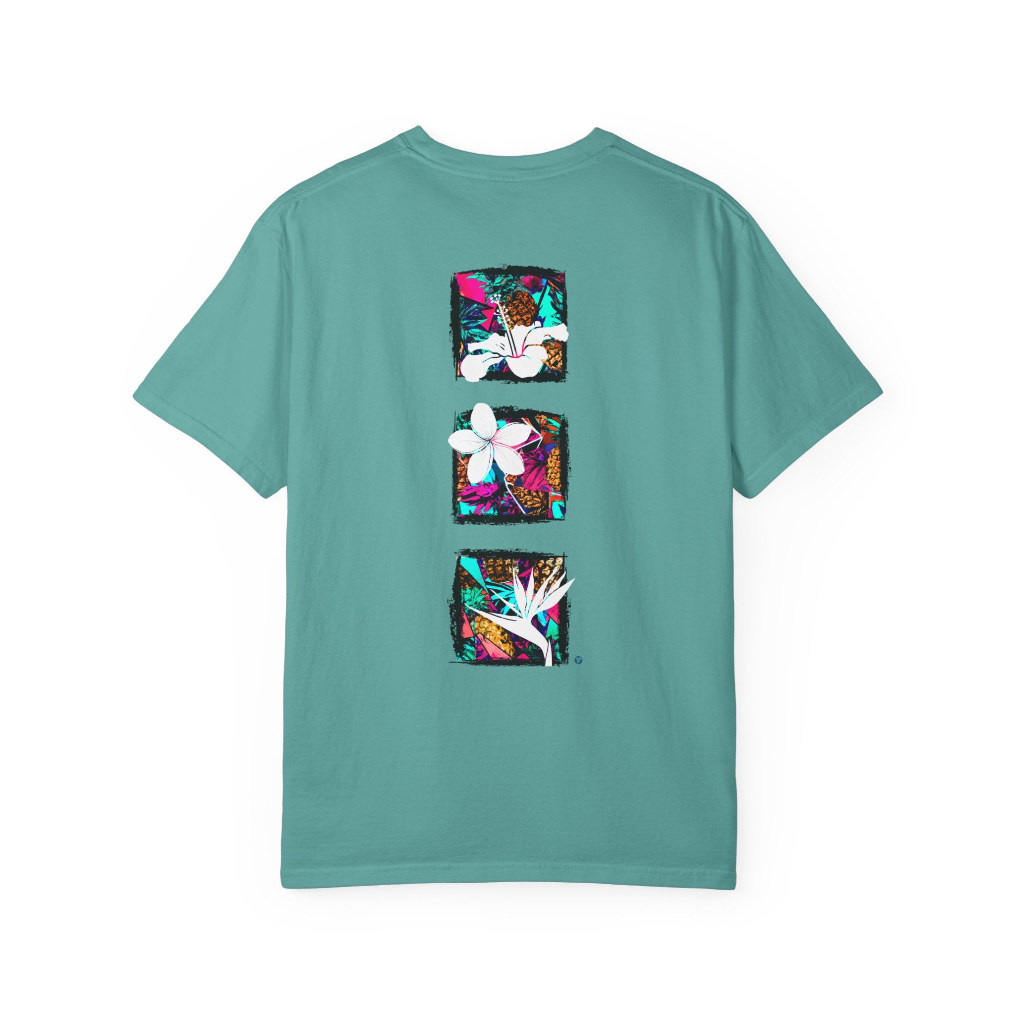 Pineapple Blossom Garment Dyed Tee Topaz Blue 4XL The Local Banyan