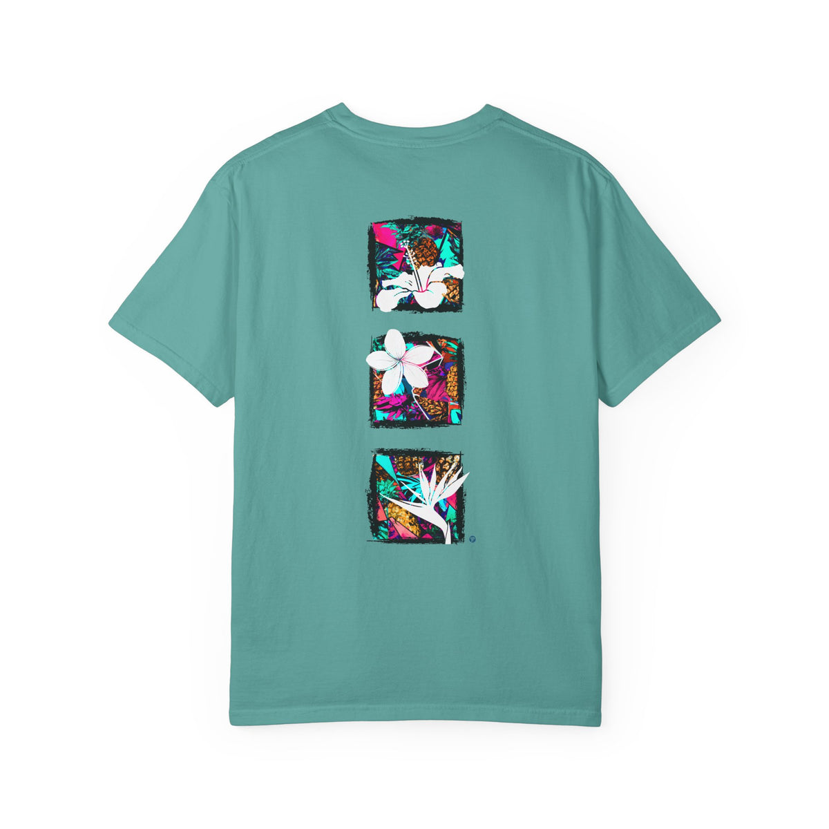 Pineapple Blossom Garment Dyed Tee Topaz Blue 4XL The Local Banyan