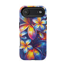 Woman holding Sunset Ink MagSafe iPhone Case - Hawaiian Plumeria Street Art Graffiti Tropical Design - The Local Banyan