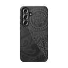 Tribal Guardian Tough Samsung Galaxy Case Detail View - Hawaiian Black on Black Polynesian Tribal Design Close Up - The Local Banyan