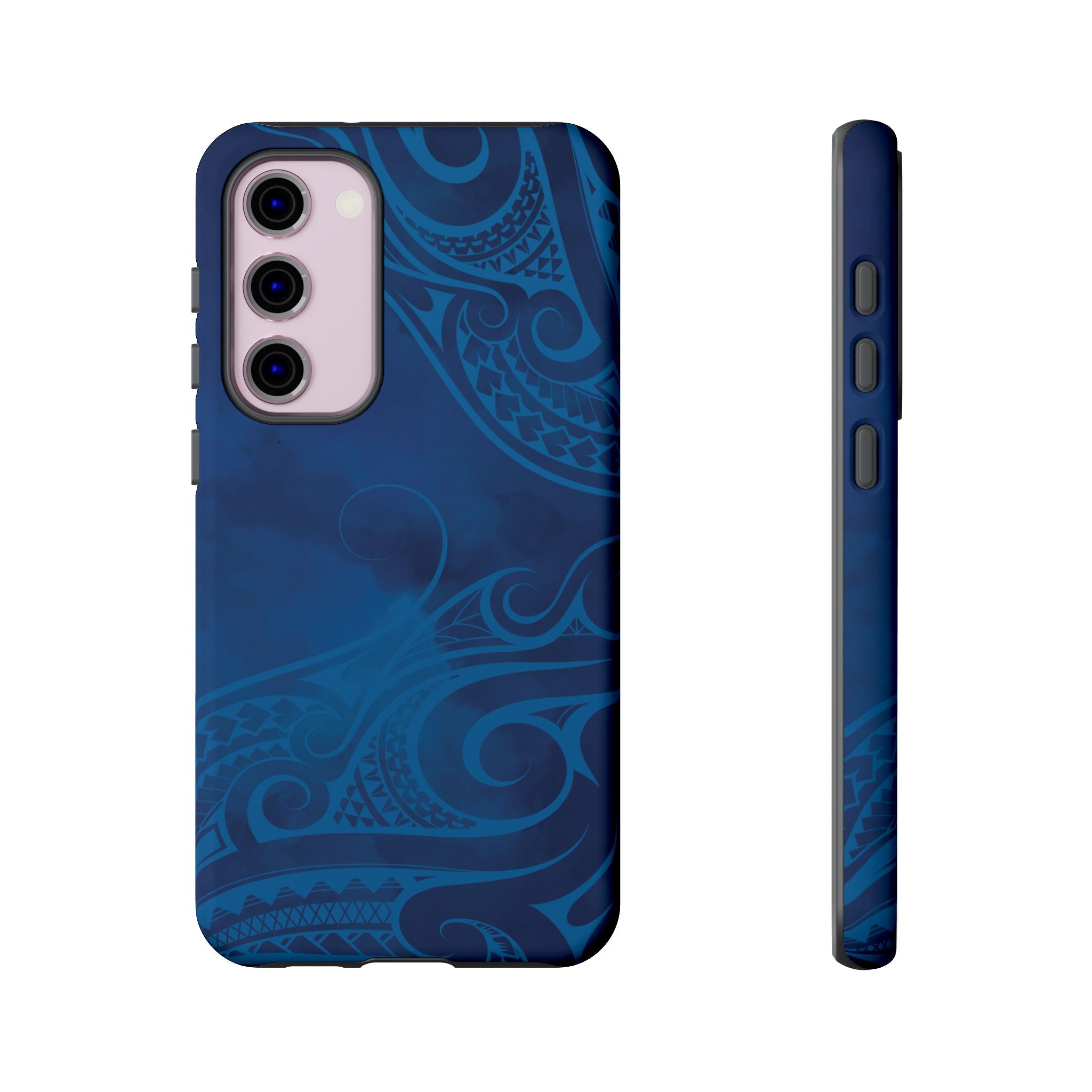 Kai Legacy Tough Samsung Galaxy Case Detail View - Hawaiian Ocean Blue Polynesian Tribal Design Close Up - The Local Banyan