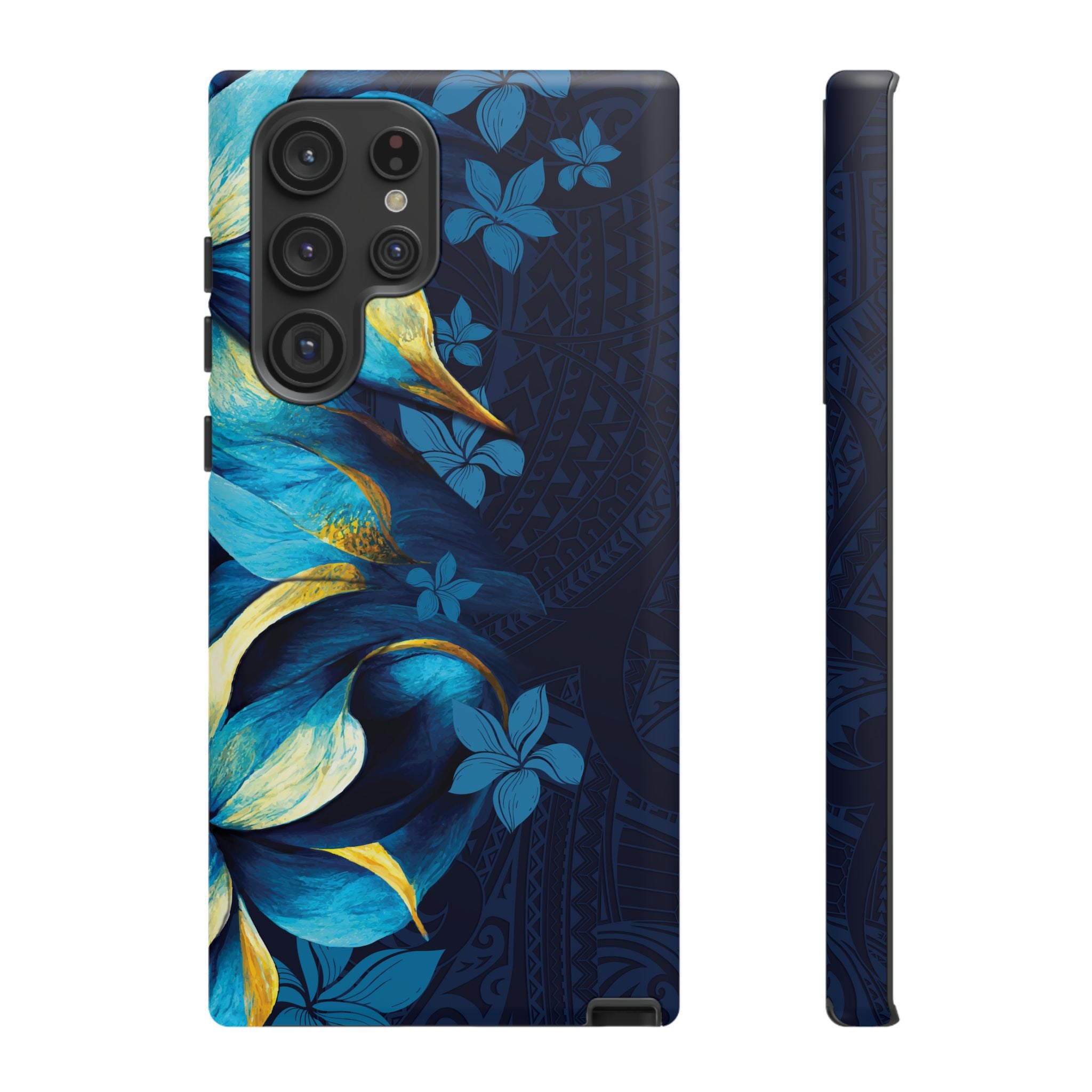 Floral Tough Case for Samsung Galaxy - Elegant Blue Design Phone Case Printify Samsung Galaxy S22 Ultra Matte