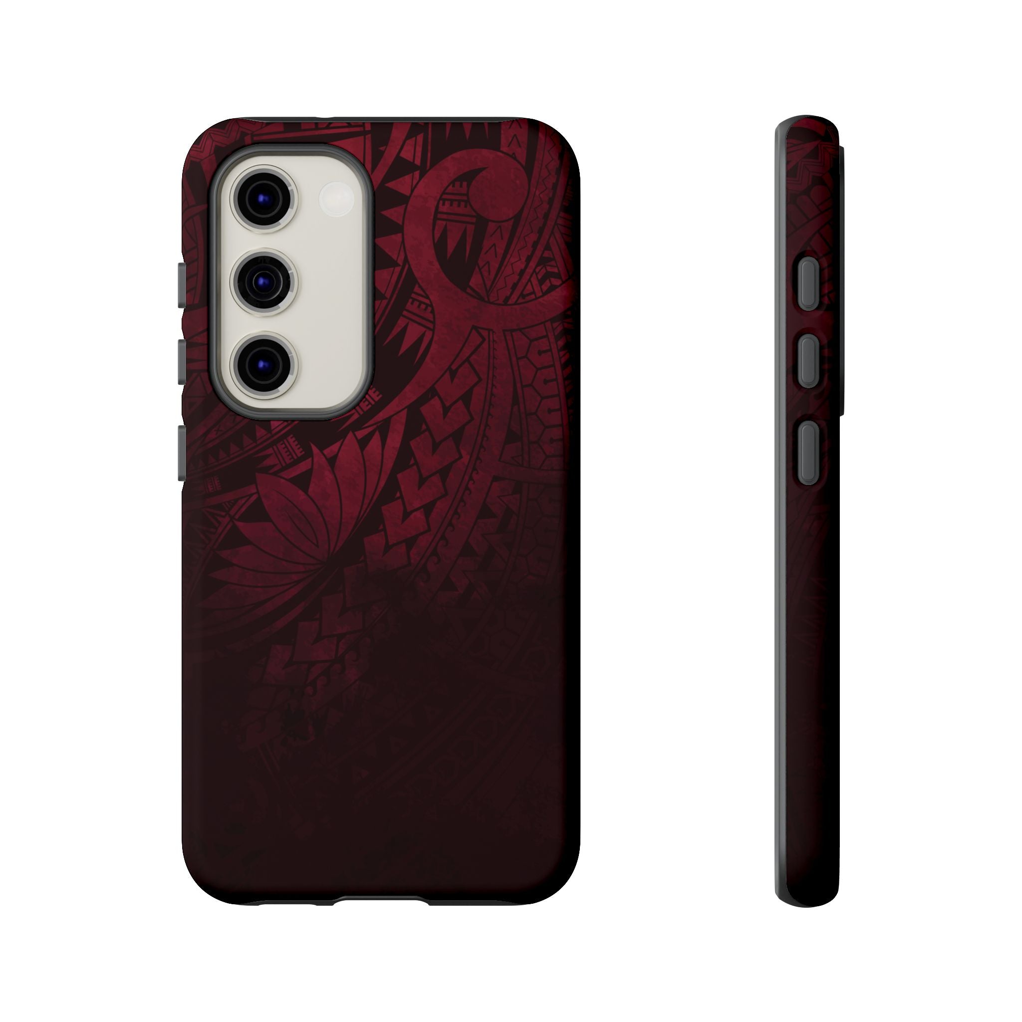 Eternal Ember Tough Samsung Galaxy Case Detail View - Hawaiian Red Tribal Polynesian Design Close Up - The Local Banyan