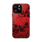 Woman holding Keahi Pua MagSafe iPhone Case - Hawaiian Fire Flower Red Tribal Floral Design - The Local Banyan