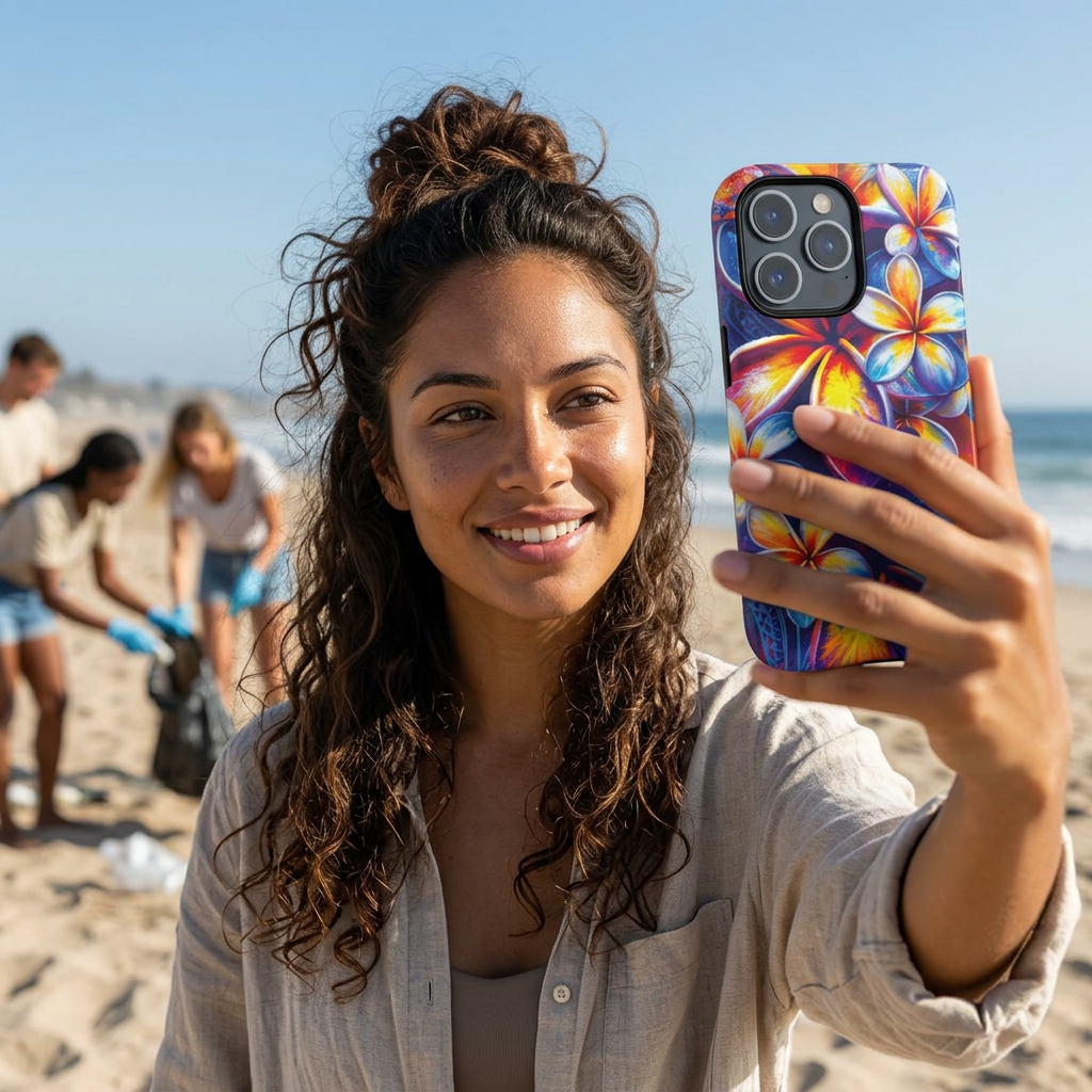 Sunset Ink MagSafe iPhone Case iPhone 15 Pro Max Matte - Hawaiian Plumeria Street Art Graffiti Tropical Design - The Local Banyan