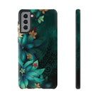 Aloha Whispers Tough Samsung Galaxy Case Samsung Galaxy S21 Plus Glossy - Hawaiian Abstract Green Floral Polynesian Design - The Local Banyan