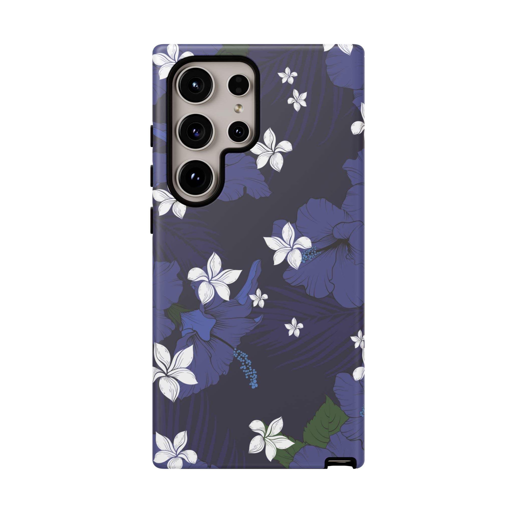Vintage Blue Tough Samsung Galaxy Case Side View - Dual Layer Drop Protection Hawaiian Phone Case - The Local Banyan