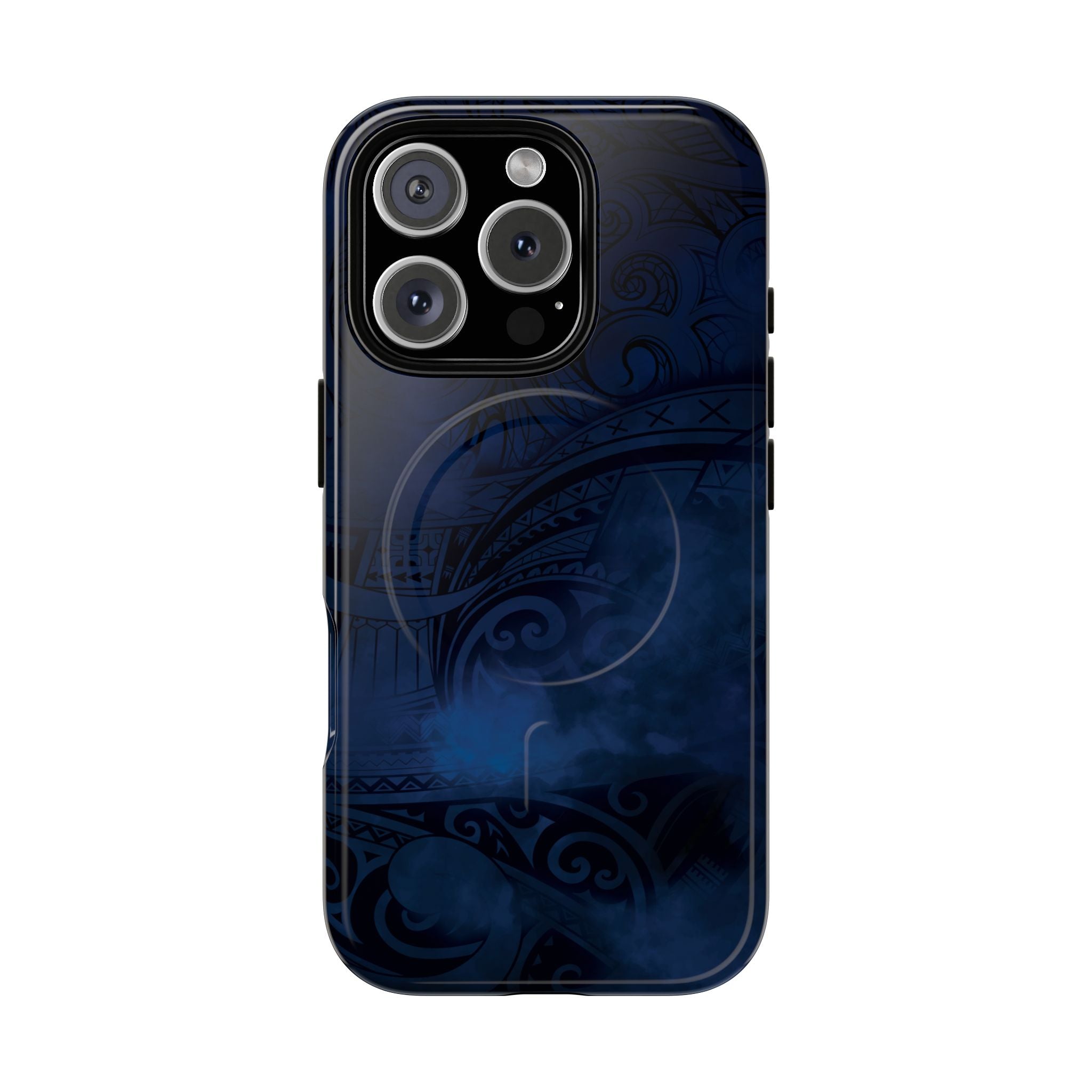 Midnight Essence MagSafe iPhone Case iPhone 16 Pro Glossy - Hawaiian Midnight Navy Polynesian Tribal Design - The Local Banyan