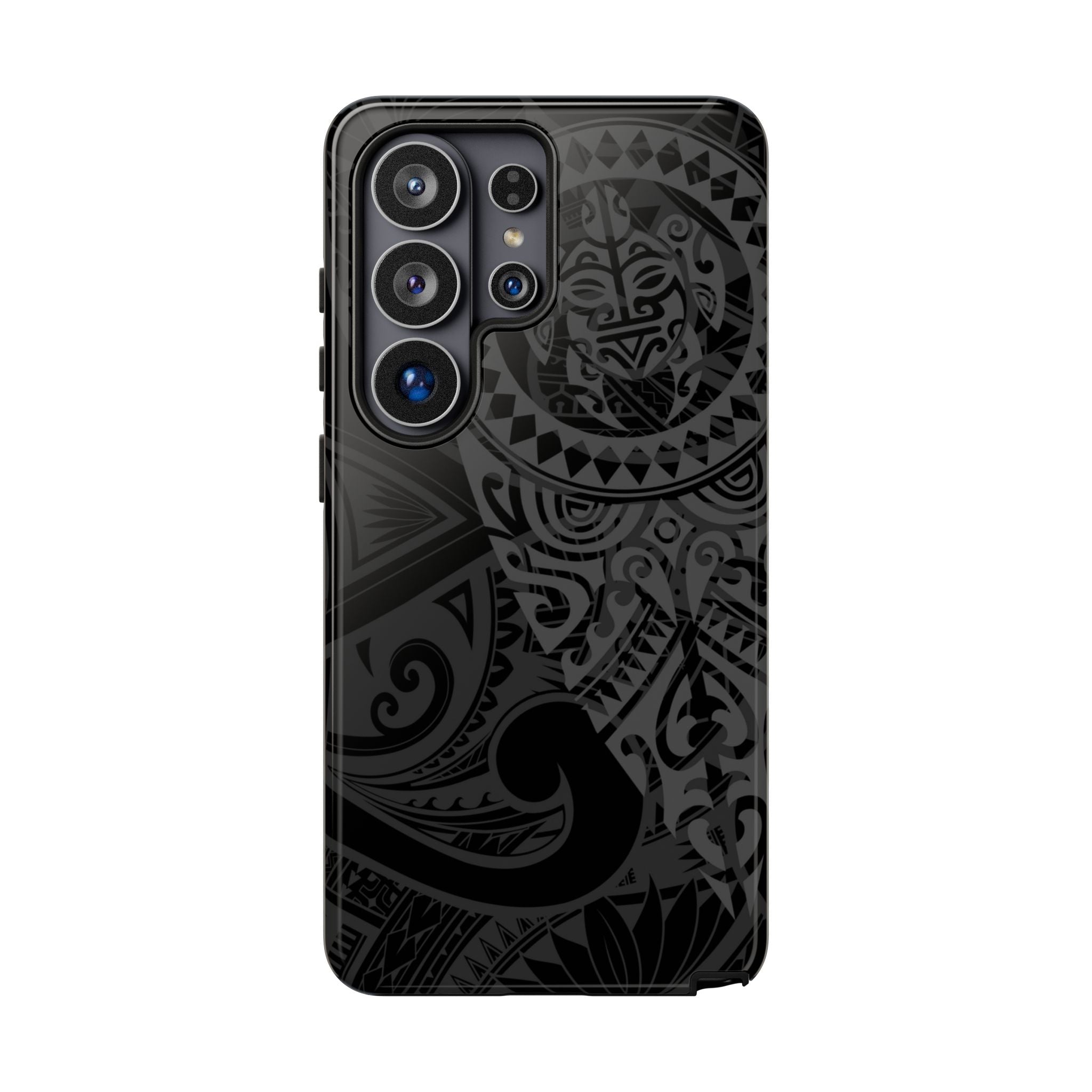 Tribal Guardian Tough Samsung Galaxy Case Samsung Galaxy S26 Ultra Glossy - Hawaiian Black on Black Polynesian Tribal Design - The Local Banyan
