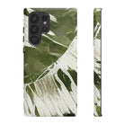 Island Breeze Tough Samsung Galaxy Case Detail View - Hawaiian Palm Leaf Olive Green Botanical Design Close Up - The Local Banyan
