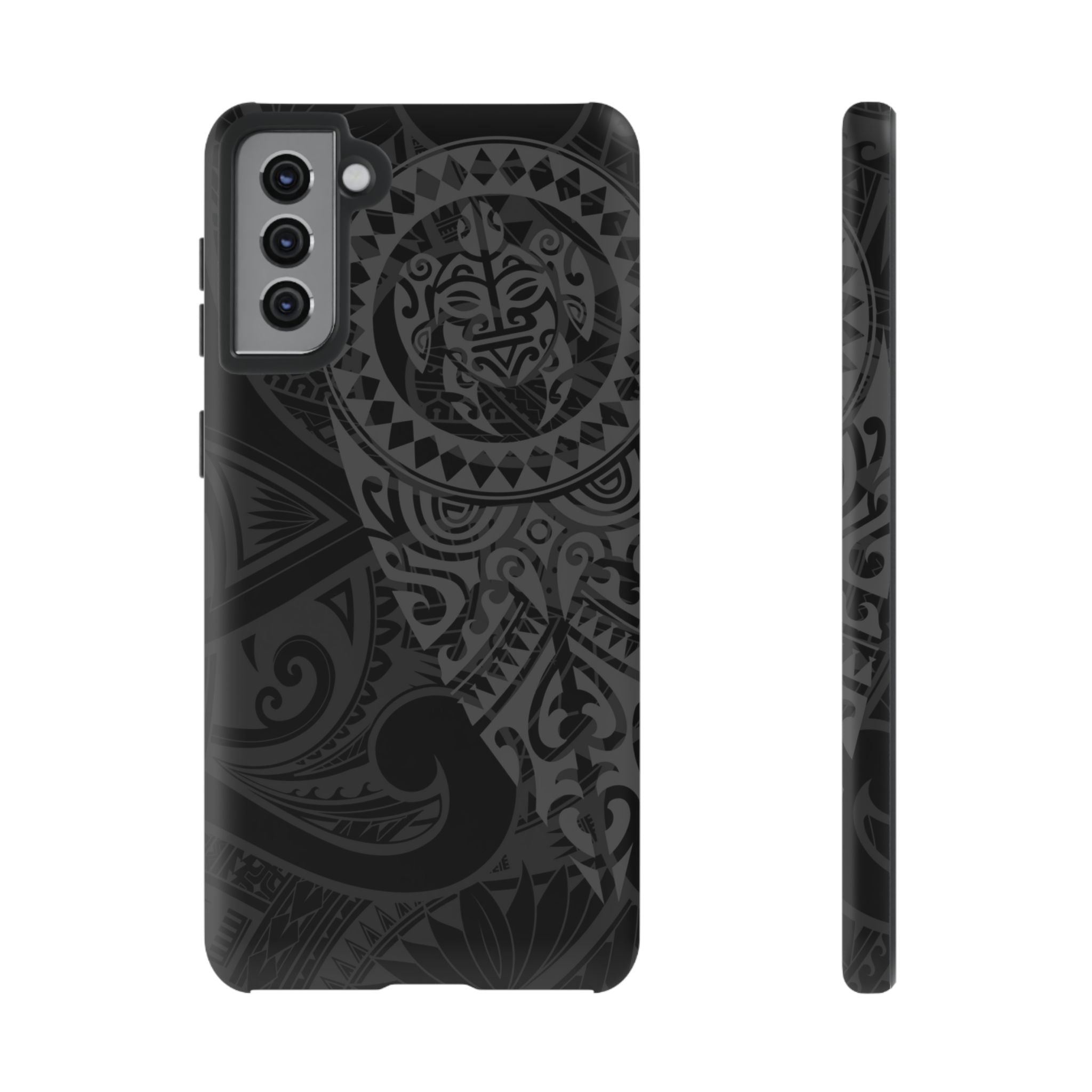 Tribal Guardian Tough Samsung Galaxy Case Samsung Galaxy S21 Plus Matte - Hawaiian Black on Black Polynesian Tribal Design - The Local Banyan
