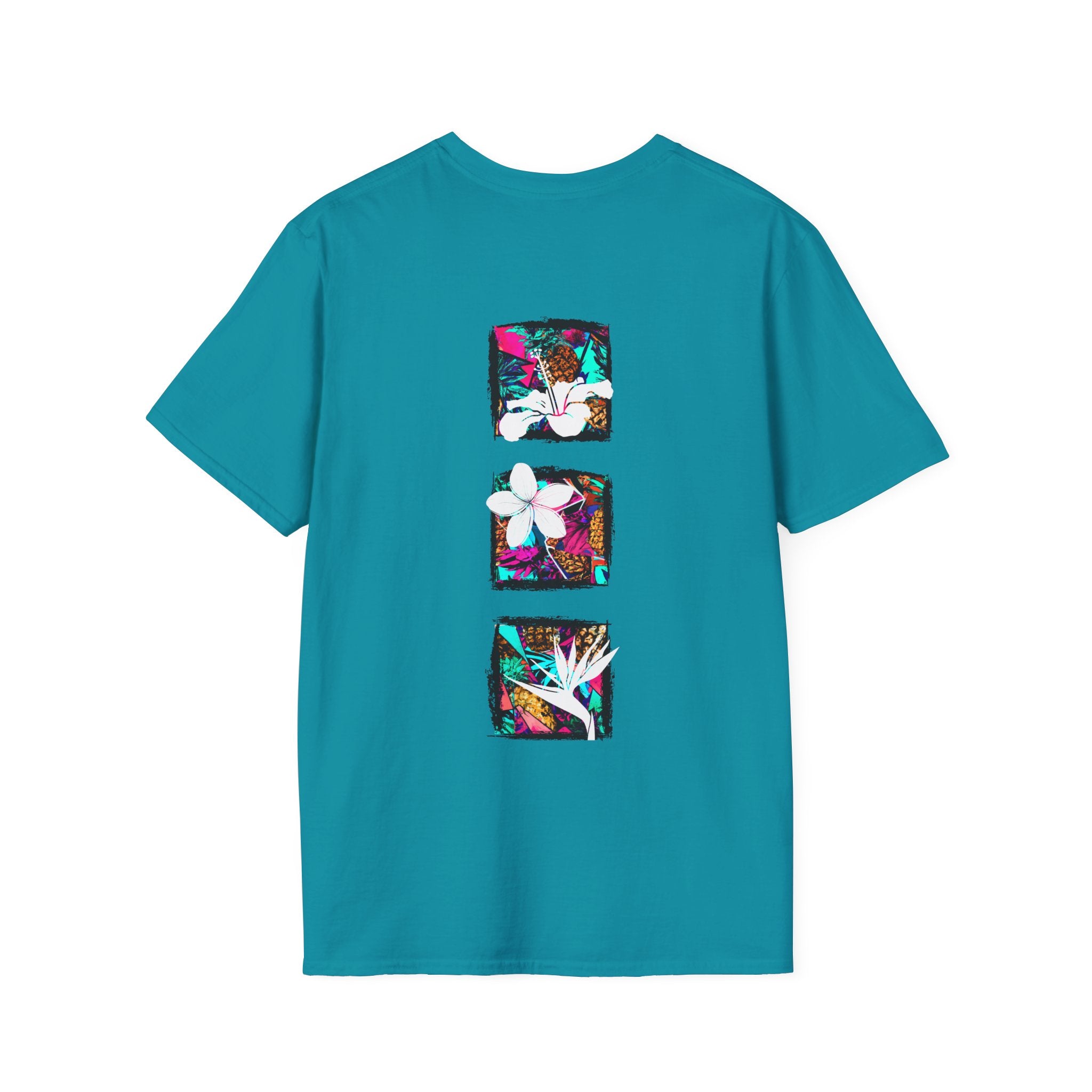 Pineapple Blossom Triad Soft Style Tee T-Shirt Tropical Blue S