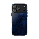 Woman holding Midnight Essence Tough iPhone Case - Hawaiian Midnight Navy Polynesian Tribal Design - The Local Banyan