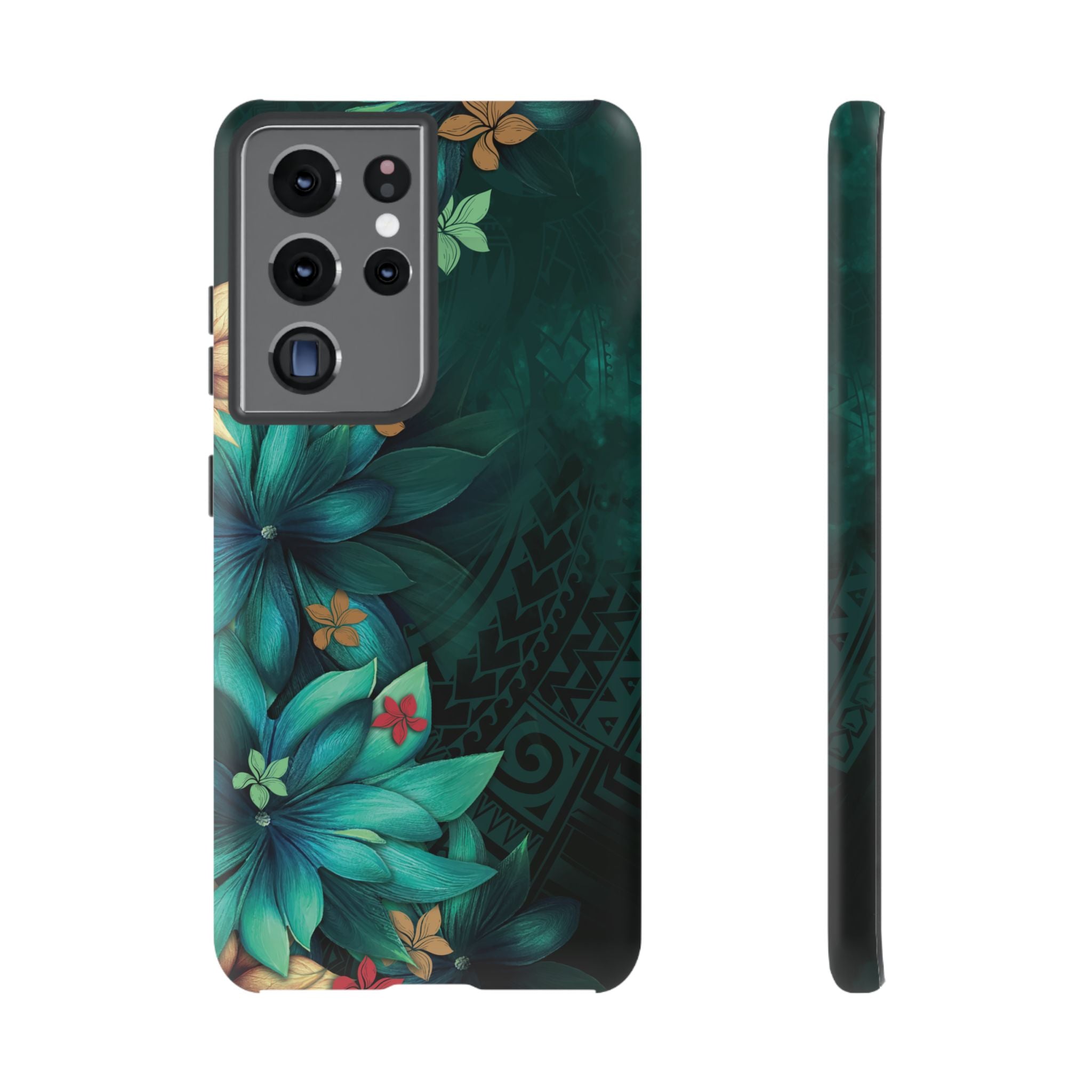 Aloha Whispers Tough Samsung Galaxy Case Samsung Galaxy S21 Ultra Matte - Hawaiian Abstract Green Floral Polynesian Design - The Local Banyan