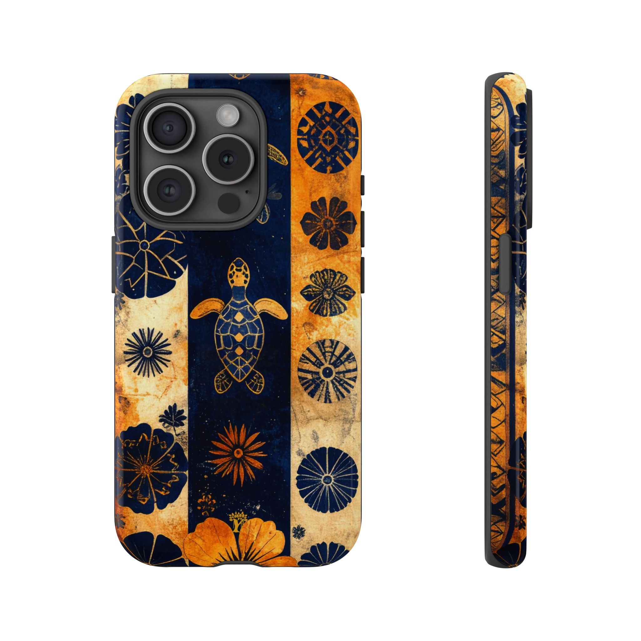 Tapa Pua Lehua Honu Tough Case for iPhone iPhone 15 Pro Glossy The Local Banyan