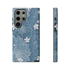 Pua La Tough Samsung Galaxy Case Detail View - Hawaiian Golden Hibiscus Sun Flower Sapphire Design Close Up - The Local Banyan