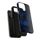Woman holding Midnight Essence MagSafe iPhone Case - Hawaiian Midnight Navy Polynesian Tribal Design - The Local Banyan