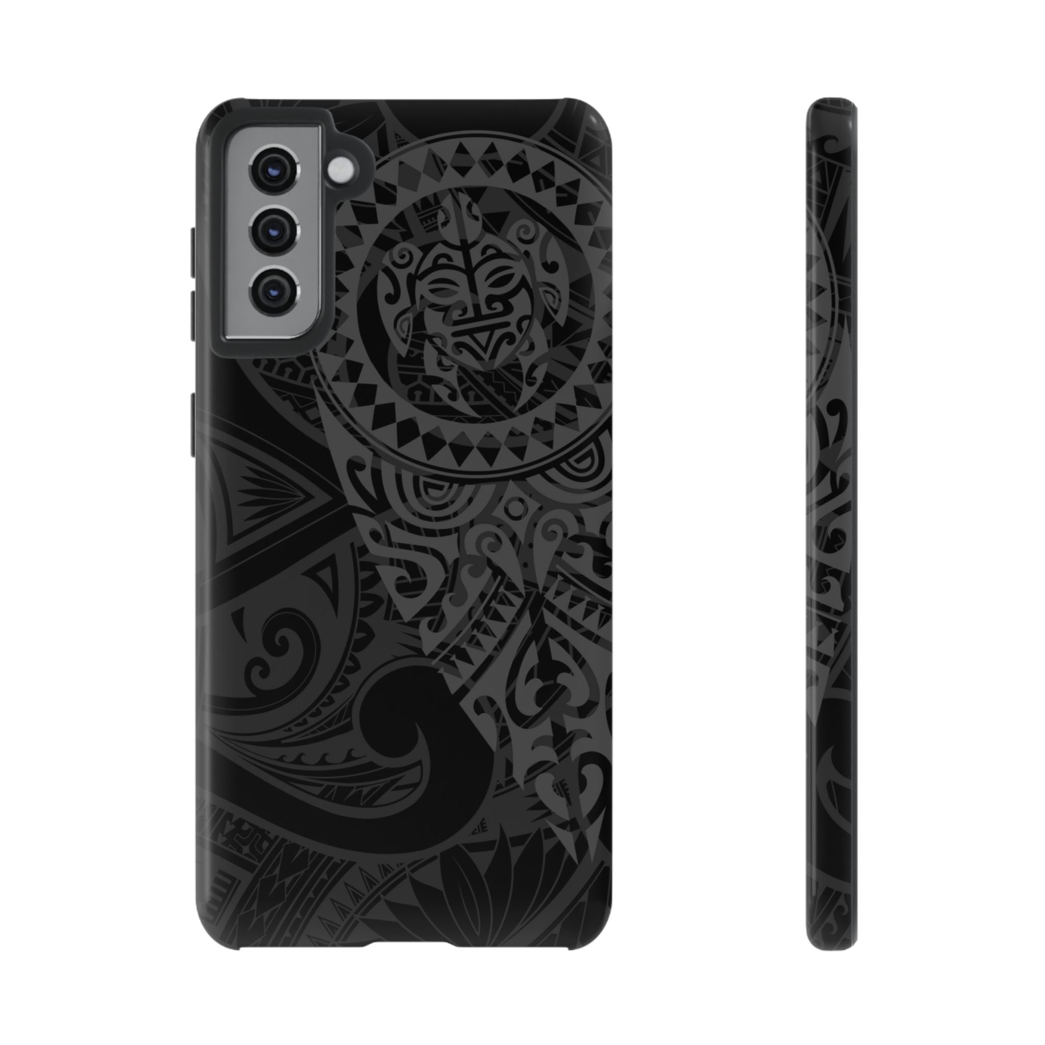Tribal Guardian Tough Samsung Galaxy Case Samsung Galaxy S21 Plus Glossy - Hawaiian Black on Black Polynesian Tribal Design - The Local Banyan