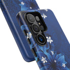 Hoku Pua Tough Samsung Galaxy Case Detail View - Hawaiian Blue Star Flower Polynesian Design Close Up - The Local Banyan