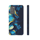 Po Mahina Tough Samsung Galaxy Case Samsung Galaxy S20 FE Glossy - Hawaiian Moonlit Teal Gold Floral Design - The Local Banyan