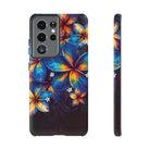 Nohea Twilight Tough Samsung Galaxy Case Samsung Galaxy S21 Ultra Matte - Hawaiian Blue Orange Plumeria Twilight Design - The Local Banyan