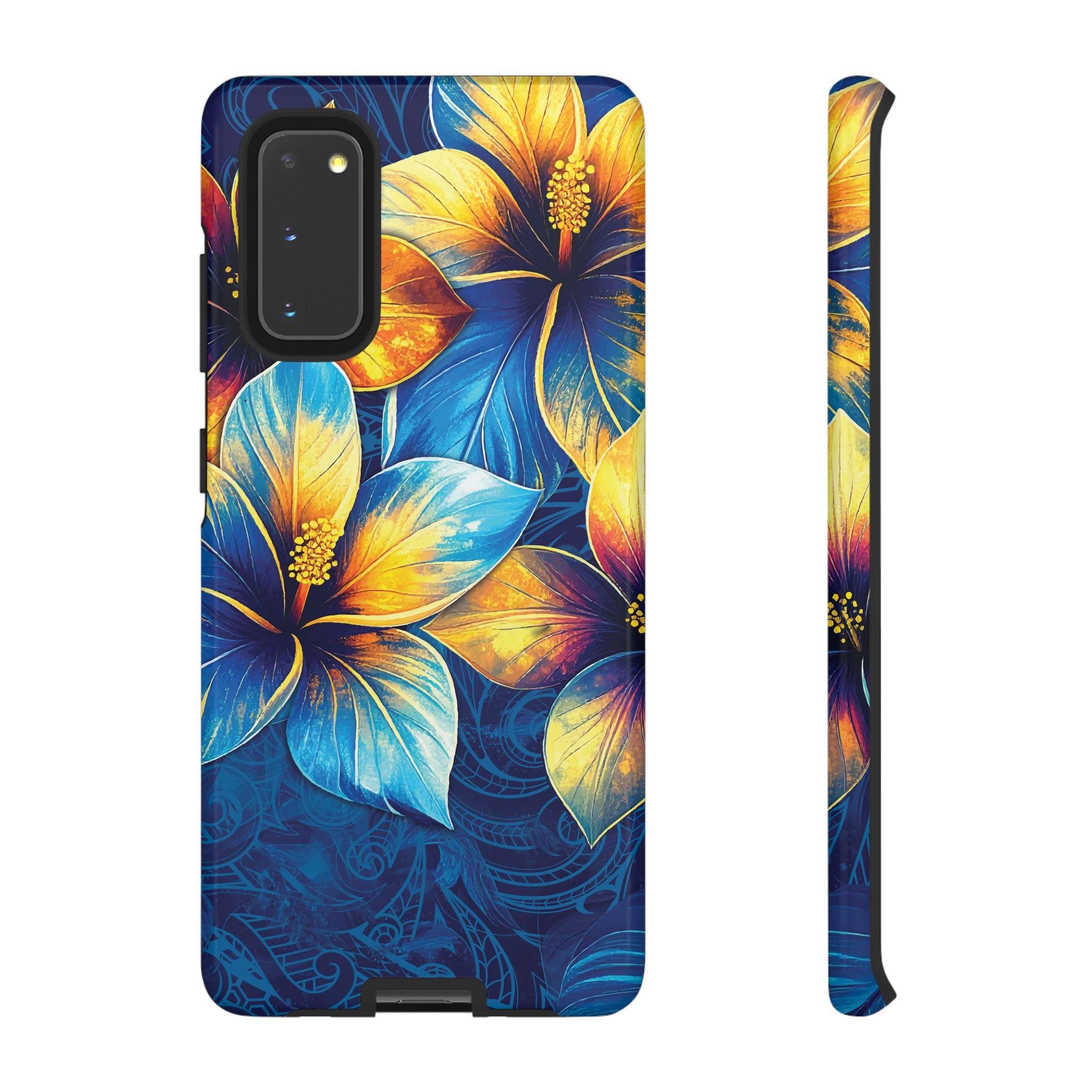 Pua La Tough Samsung Galaxy Case Samsung Galaxy S20 Glossy - Hawaiian Golden Hibiscus Sun Flower Sapphire Design - The Local Banyan