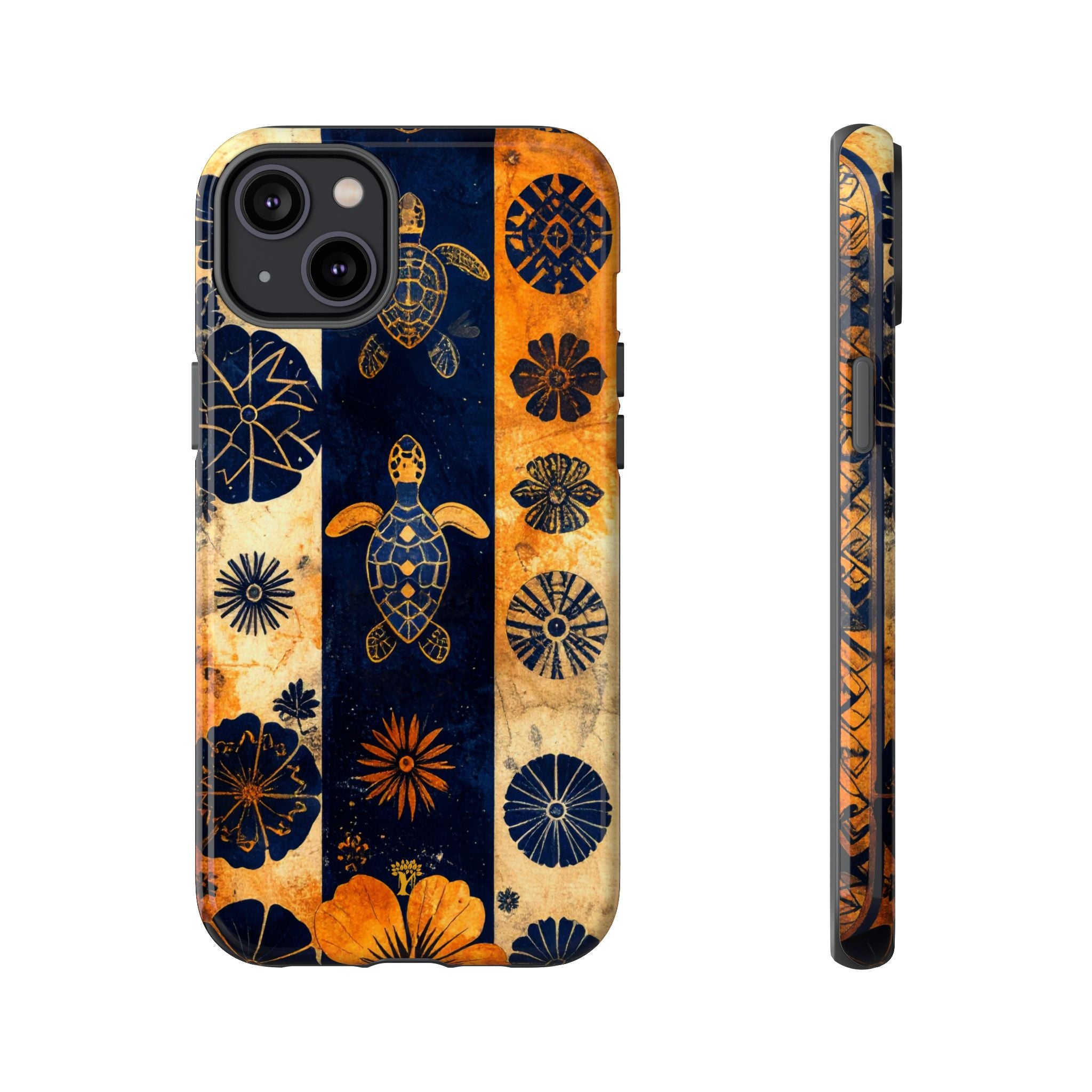 Tapa Pua Lehua Honu Tough Case for iPhone iPhone 14 Plus Glossy The Local Banyan