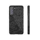 Tribal Guardian Tough Samsung Galaxy Case Samsung Galaxy S21 FE Matte - Hawaiian Black on Black Polynesian Tribal Design - The Local Banyan