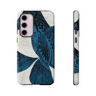 Hana Breeze Tough Samsung Galaxy Case Detail View - Hawaiian Blue Plumeria Polynesian Botanical Design Close Up - The Local Banyan