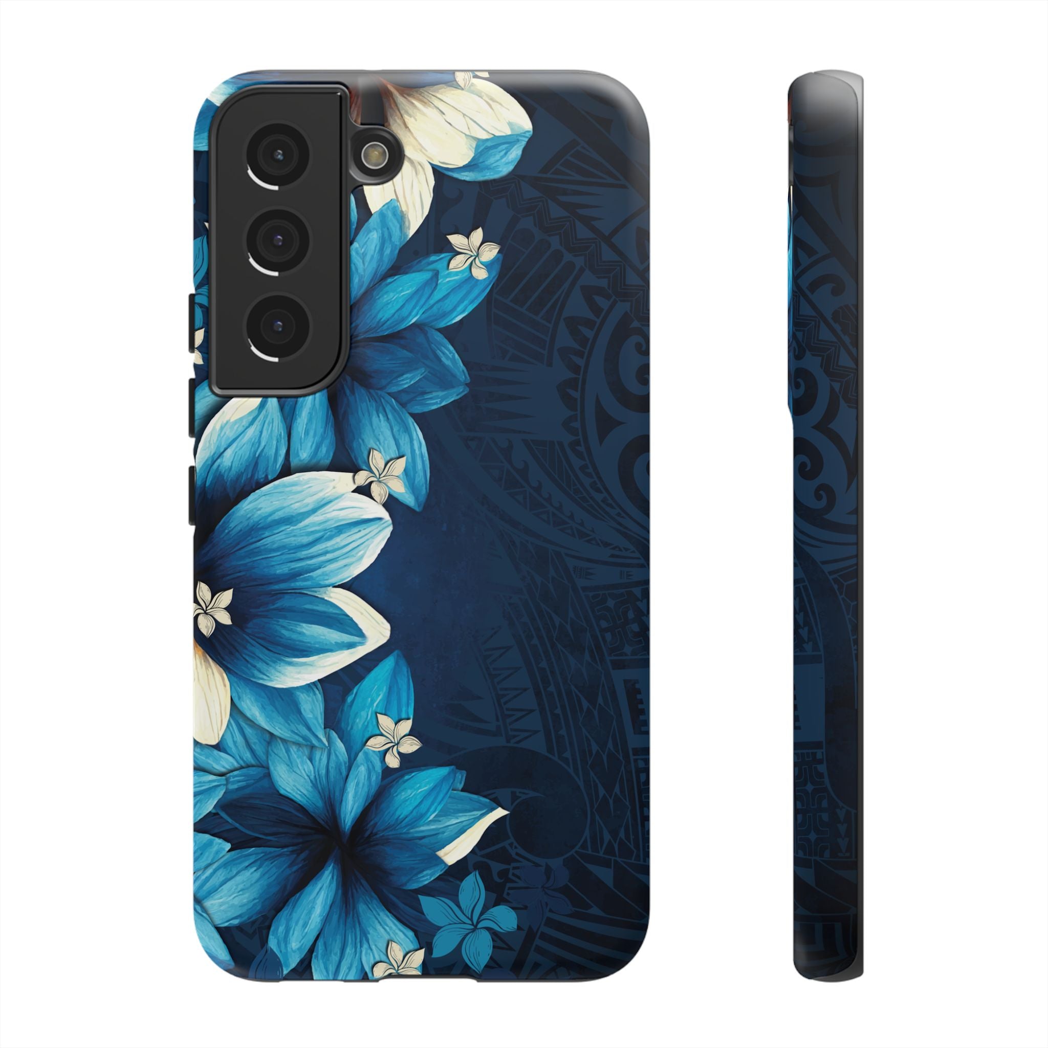 Leilani Nights Tough Samsung Galaxy Case Samsung Galaxy S22 Matte - Hawaiian Dark Blue Floral Polynesian Design - The Local Banyan