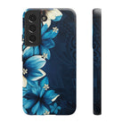 Leilani Nights Tough Samsung Galaxy Case Samsung Galaxy S22 Matte - Hawaiian Dark Blue Floral Polynesian Design - The Local Banyan