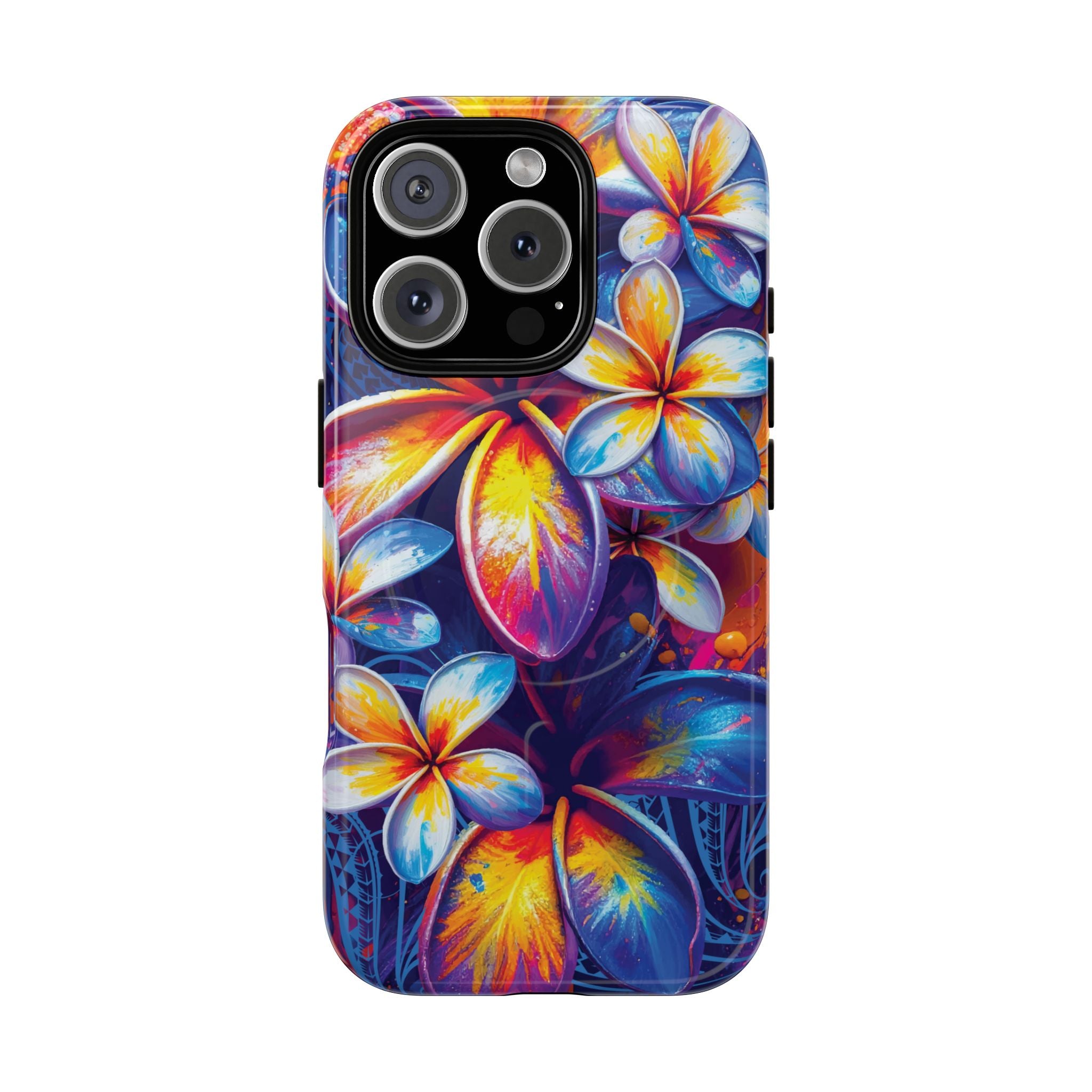 Sunset Ink MagSafe iPhone Case iPhone 16 Pro Glossy - Hawaiian Plumeria Street Art Graffiti Tropical Design - The Local Banyan