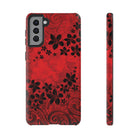Keahi Pua Tough Samsung Galaxy Case Samsung Galaxy S21 Plus Matte - Hawaiian Fire Flower Red Tribal Floral Design - The Local Banyan